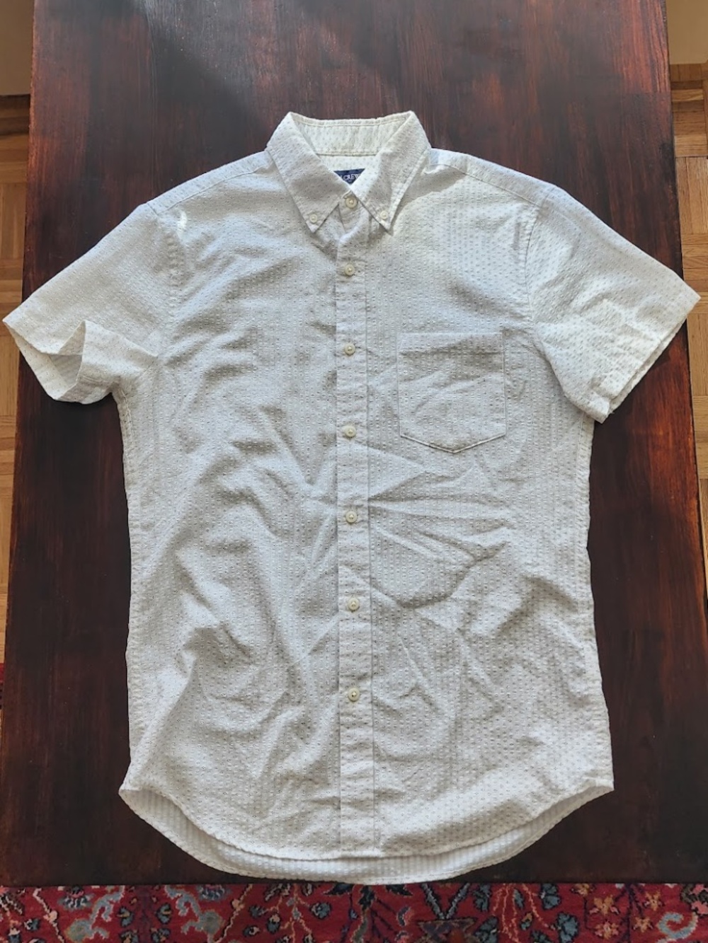 J. Crew Seersucker Button Up Polo Small